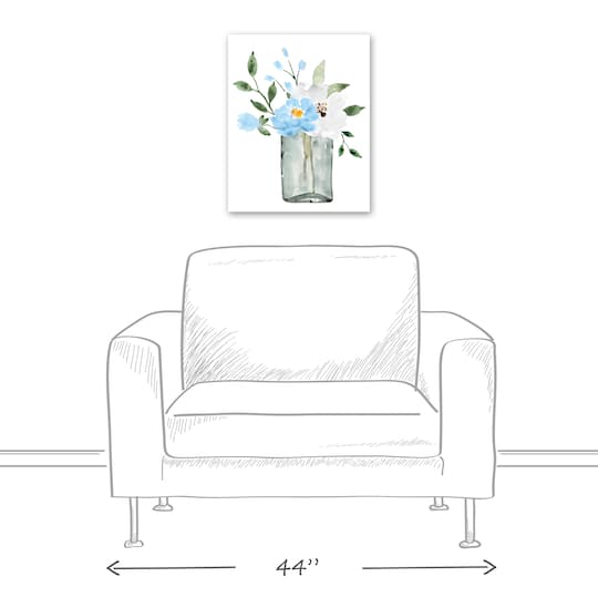 Bright Blue Floral Vase 16" x 20" Canvas Wall Art